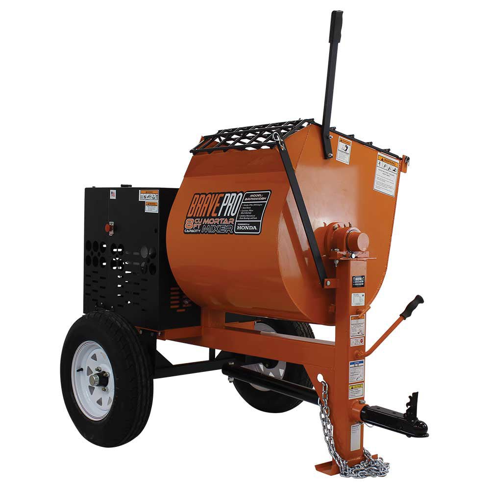 Robust 8 Cu. Ft. Steel Drum Mortar Mixer Powered by Honda GX240
