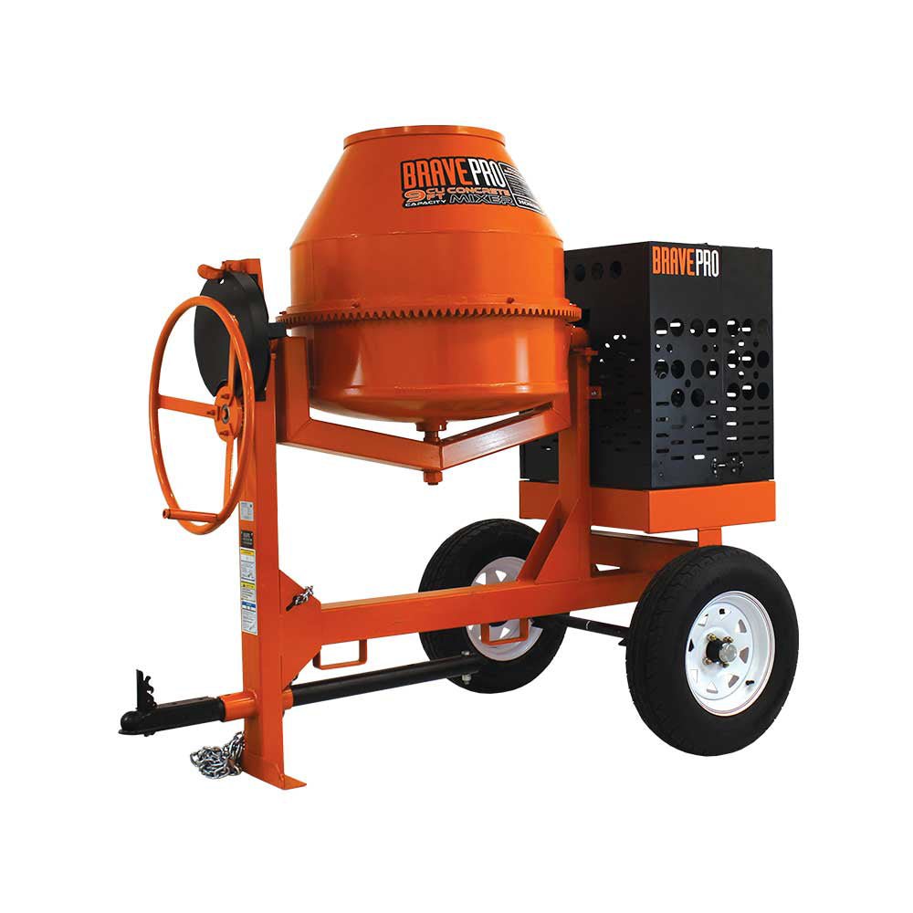 High - Performance Brave 9 Cubic Feet Steel Drum Concrete Mixer Powered by Honda GX270 Engine