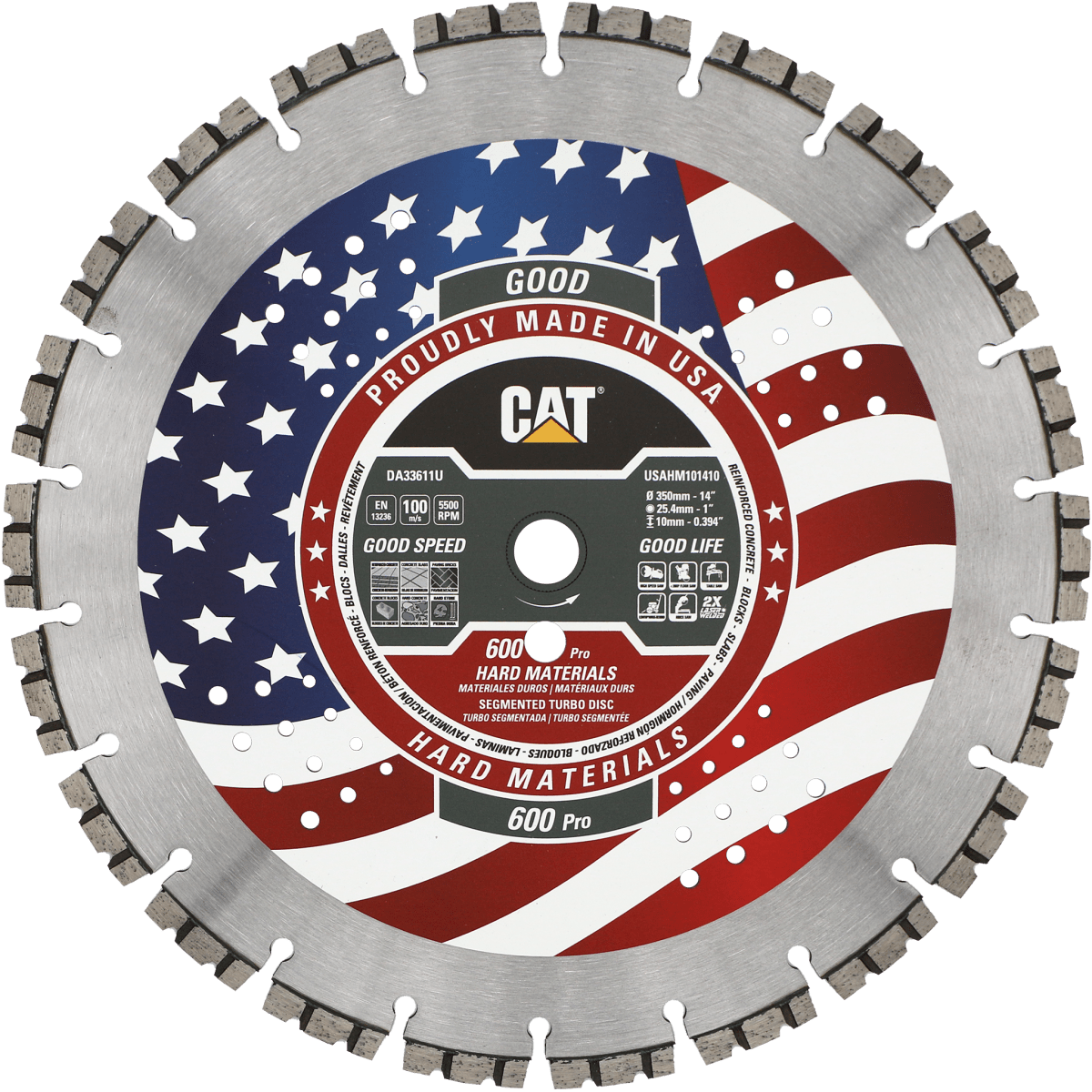 Caterpillar 600 Pro Turbo Diamond Blade for Cutting Hard Materials with Free Shipping