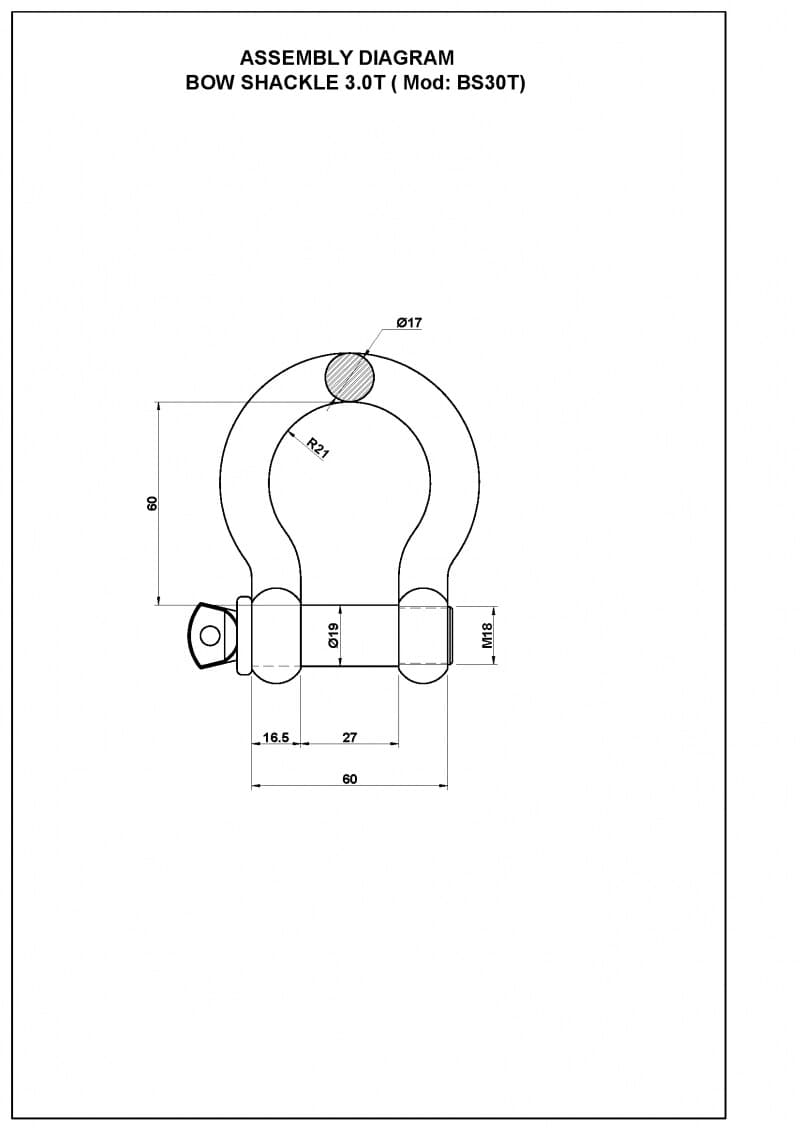 3.0T BS30T Heavy - Duty Bow Shackle for Slab Lifter Applications