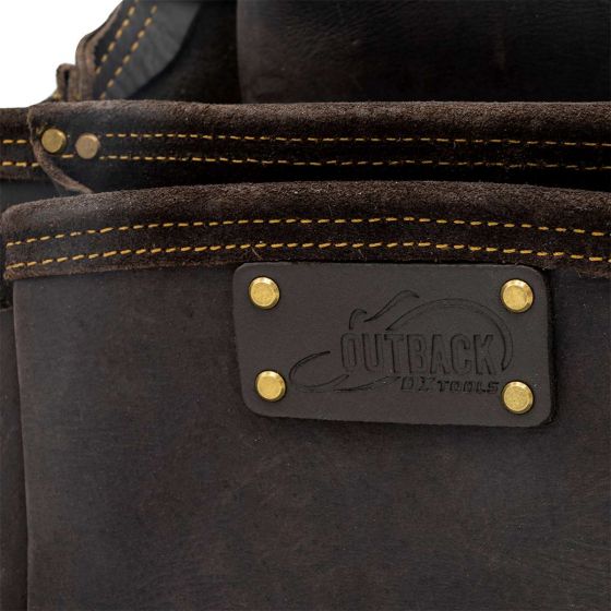 Professional OX Pro Oil-Tanned Leather Fastener Pouch with Right-Handed Hammer Holder for Carpenters and Builders