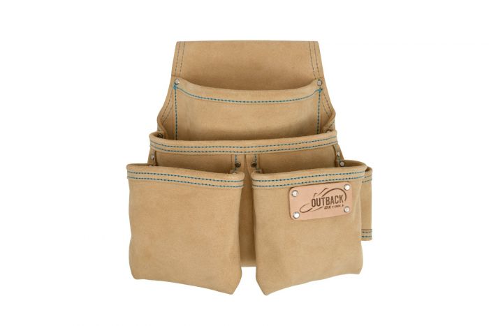Premium Suede Leather 4-Pocket Fastener Pouch for OX Trade