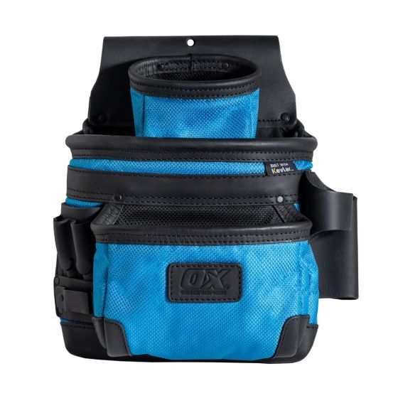 OX Ultimate Kevlar-Reinforced 3-Pocket Leather & Nylon Fastener Pouch for Tough Jobs