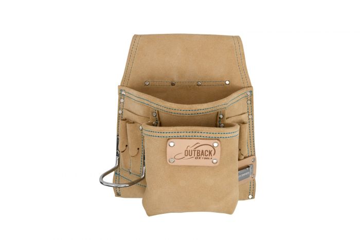 High - Quality OX Trade Tool and Fastener Pouch Crafted from Soft Suede Leather with 8 Practical Pockets