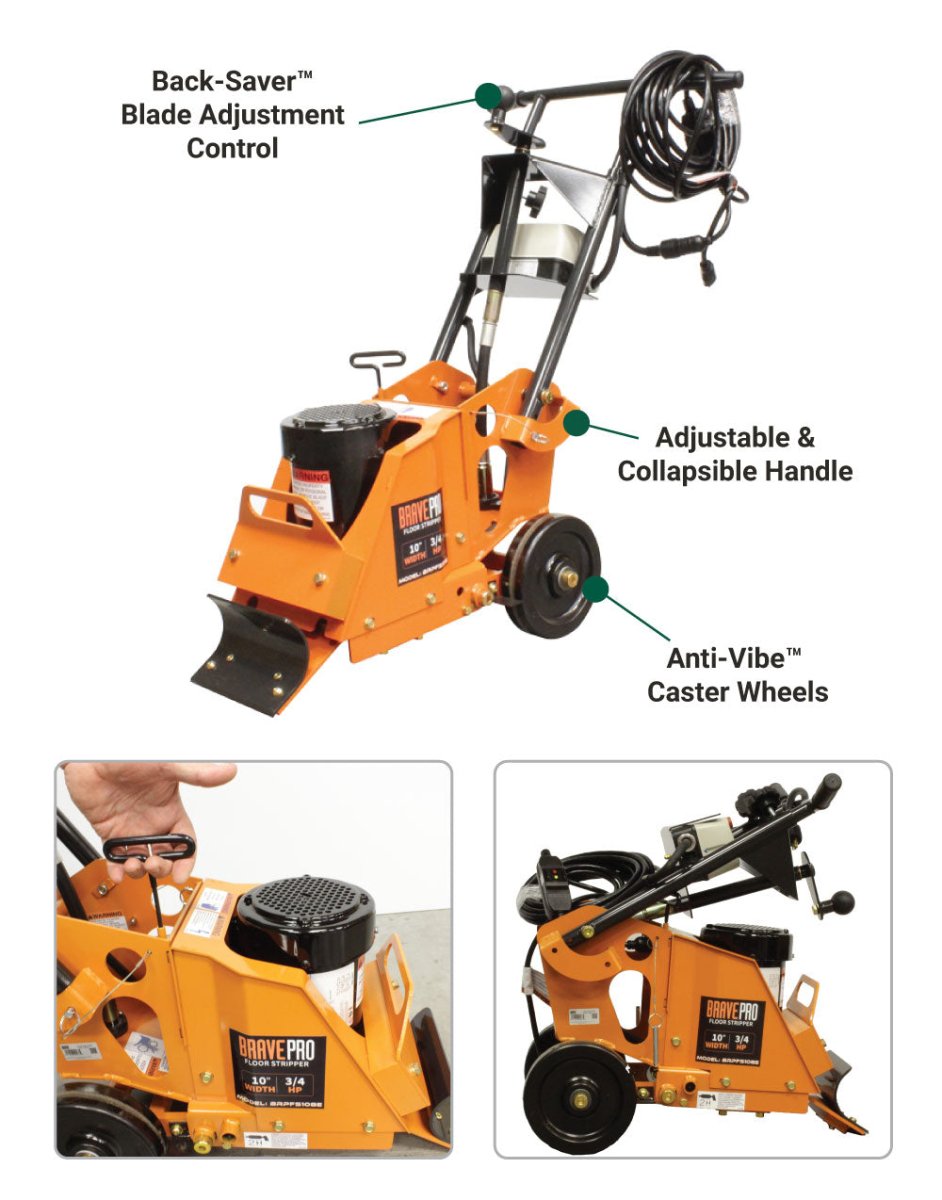 Brave Heavy-Duty Electric Floor Stripper with 10-In. Max Width