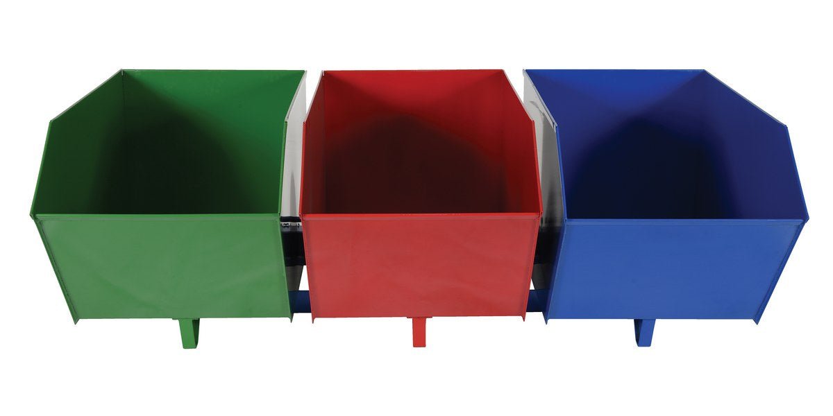 Durable Triple - Bin Recycling Hopper with Manual Dumping System