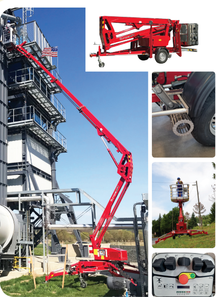 Trailer Mounted Rotating Boom/Bucket Lift - DC Powered TM5333A for High - Altitude Work
