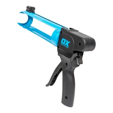 OX Pro Professional 10-Ounce Rodless Caulk Gun with a 7:1 Thrust Ratio for Efficient Sealing Applications