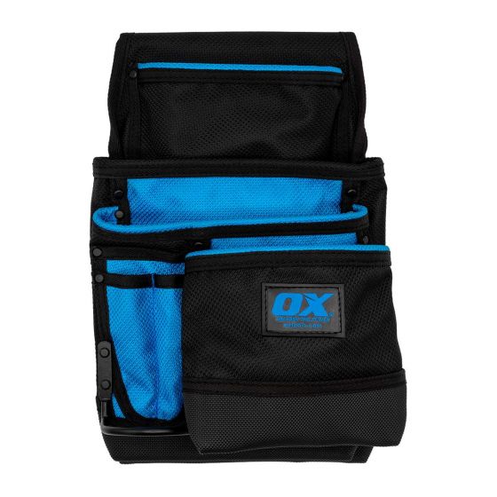 OX Professional Dynamic Nylon Tool Pouch with 7 Pockets and Built-in Hammer Holder