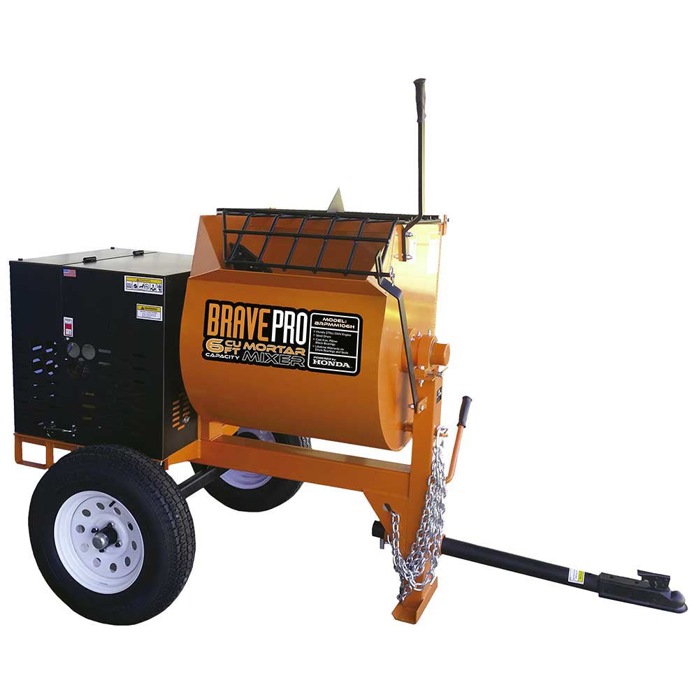Powerful 6 Cubic Feet Steel Drum Brave Mortar Mixer with Honda GX240 Engine for Heavy - Duty Construction Tasks
