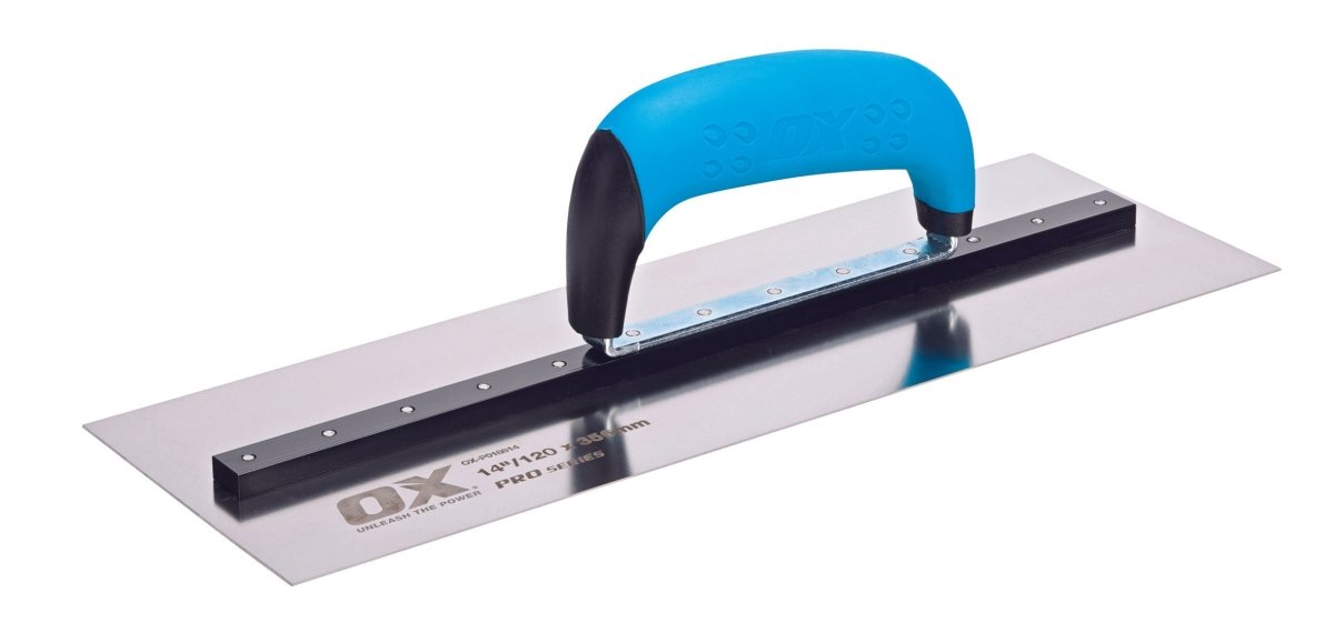 Ox Pro High - Quality Stainless Steel Square Finish Trowel with Ox Grip