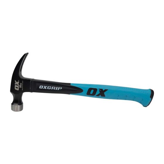 16-Ounce Ox Trade Fiberglass-Handled Straight Claw Hammer for Professional and DIY Use
