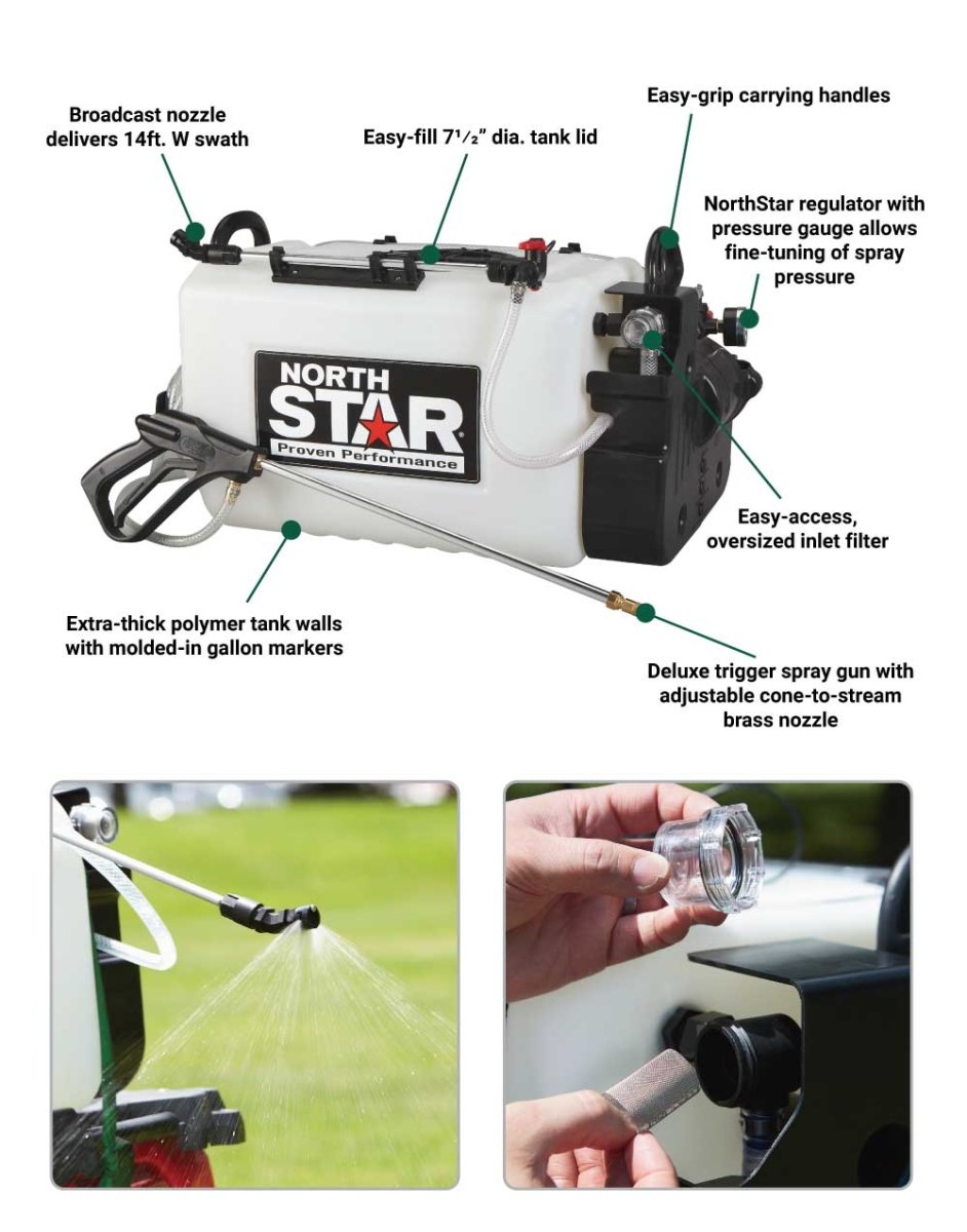 NorthStar 16-Gallon 2.2 GPM ATV Boomless Broadcast and Spot Sprayer