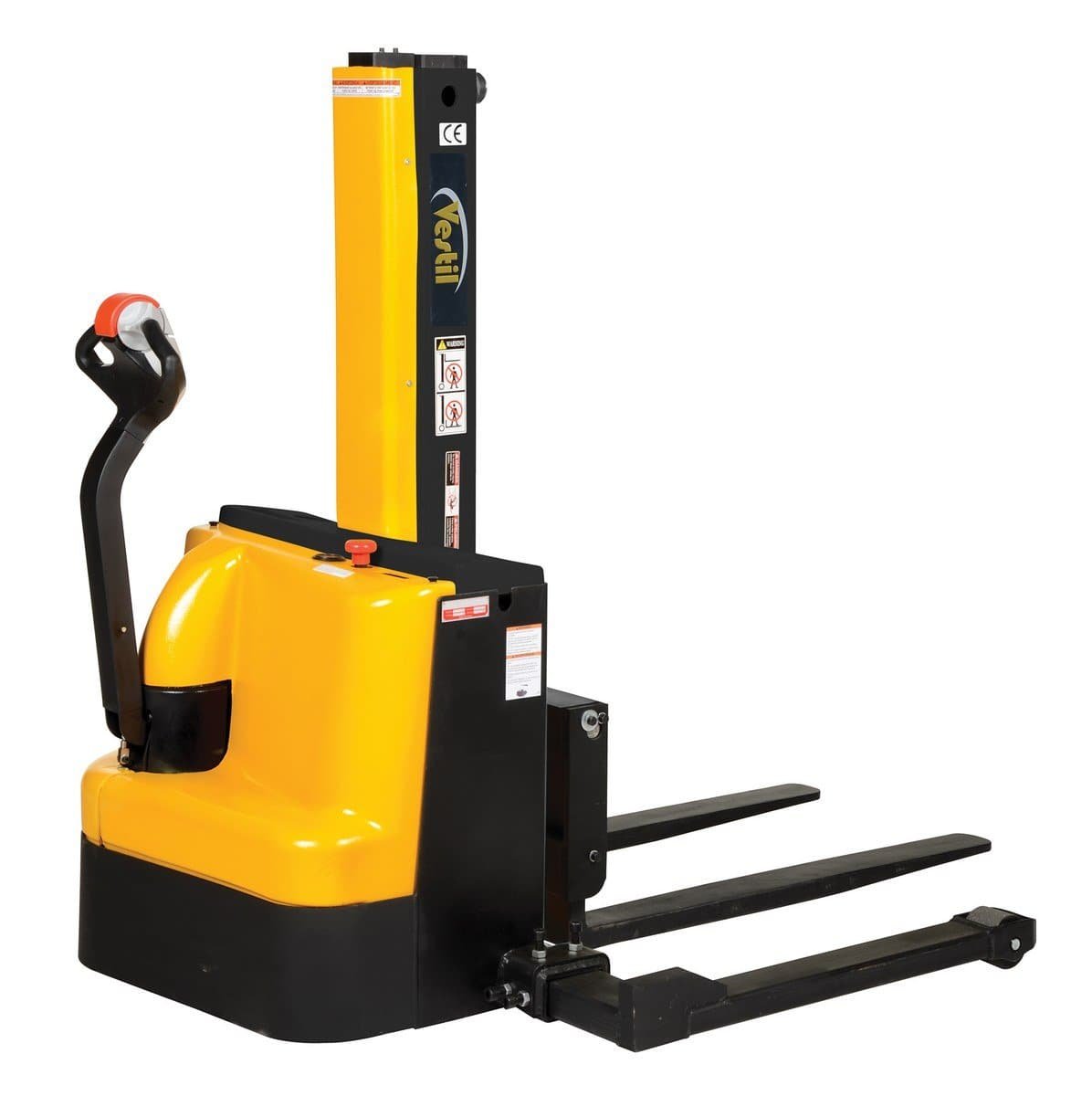 Electrically Powered Narrow Mast Stackers with Powered Drive and Lift for Warehouse Operations