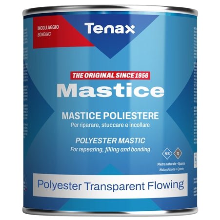 Tenax Premium Transparent Polyester Resin Stone Glue for Granite, Marble, Engineered Stone, Quartz, and Quartzite - with Hardener Included