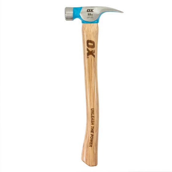 OX Pro 22-Ounce Milled-Face Framing Hammer with Curved, Comfortable Hickory Handle