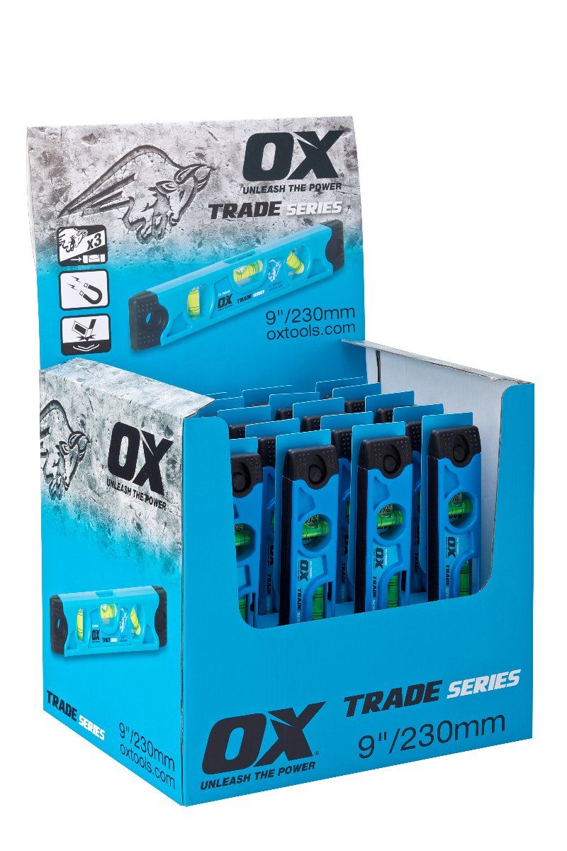 Ox Trade 9/230MM Torpedo Level with Clear Vials and Magnetic Feature