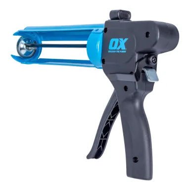 OX Pro Professional 10-Ounce Rodless Caulk Gun with a 7:1 Thrust Ratio for Efficient Sealing Applications