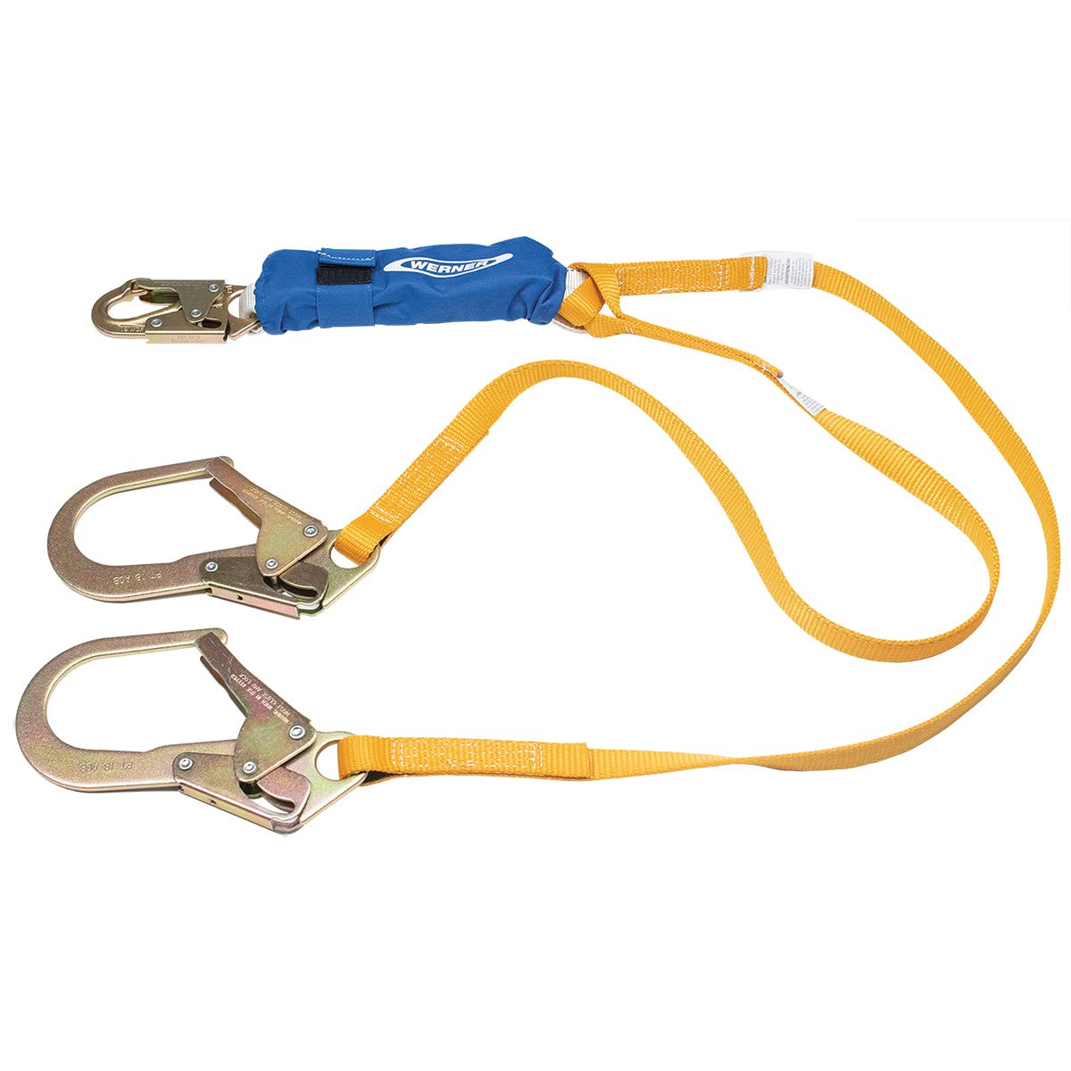 6FT Werner C411200 Decoil Twin - Leg Lanyard with DCELL Shock Pack, Hooks & 1IN Web