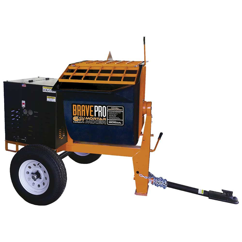 Robust 6 Cu. Ft. Polyethylene Drum Mortar Mixer Powered by Honda GX240 Engine