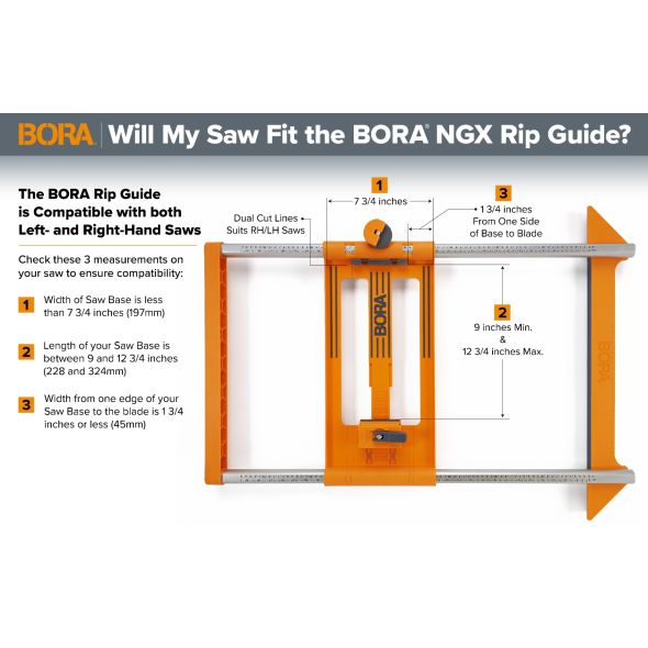 BORA® NGX Twin Rail Rip Guide for Precise Sheet Goods Cutting