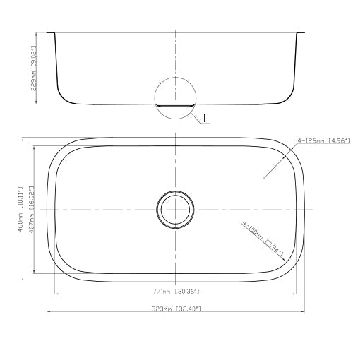 18g 304 Stainless Steel Single Bowl Undermount Kitchen Sink, 32×18 Standard Radius