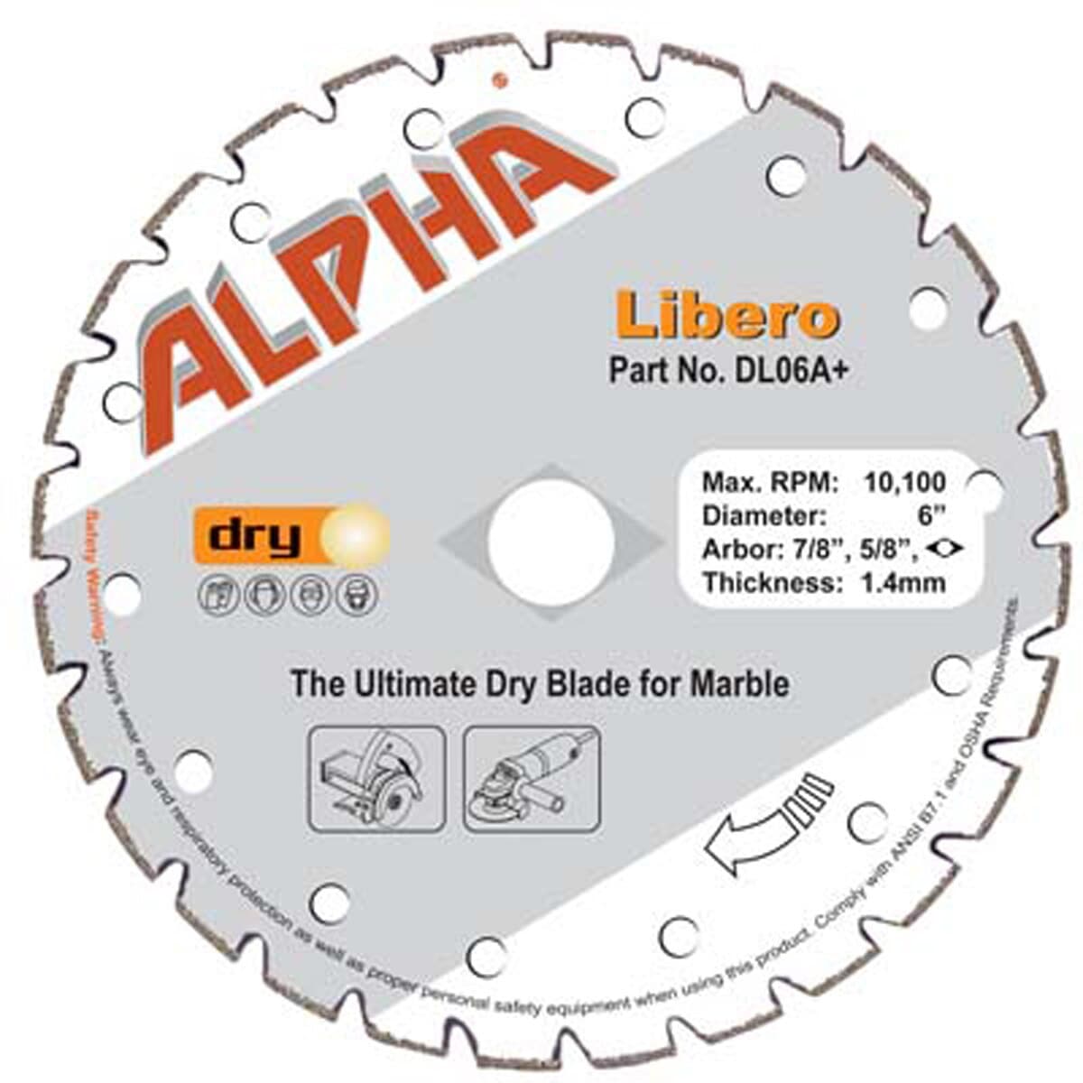 Alpha Premium Libero Dry Cutting Blade for Marble and Soft Natural Stones
