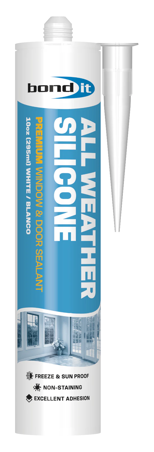 All-Weather Silicone Sealant - Pack of 12 Units for Window and Door Applications