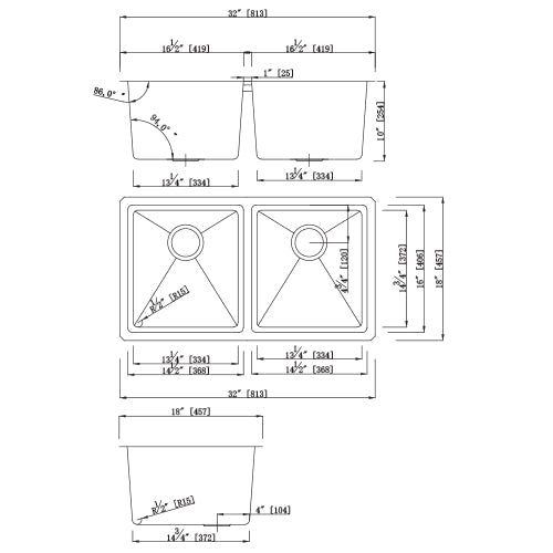 18-Gauge 50/50 Double Bowl Undermount Stainless Steel Kitchen Sink with Micro Radius