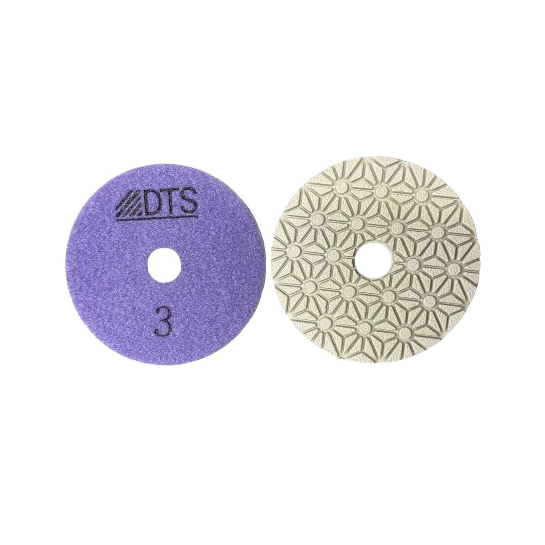 Three-Step Flower Power Diamond Stone Polishing Pads for Quartz, Engineered Stone, Marble, Granite, and Natural Stone