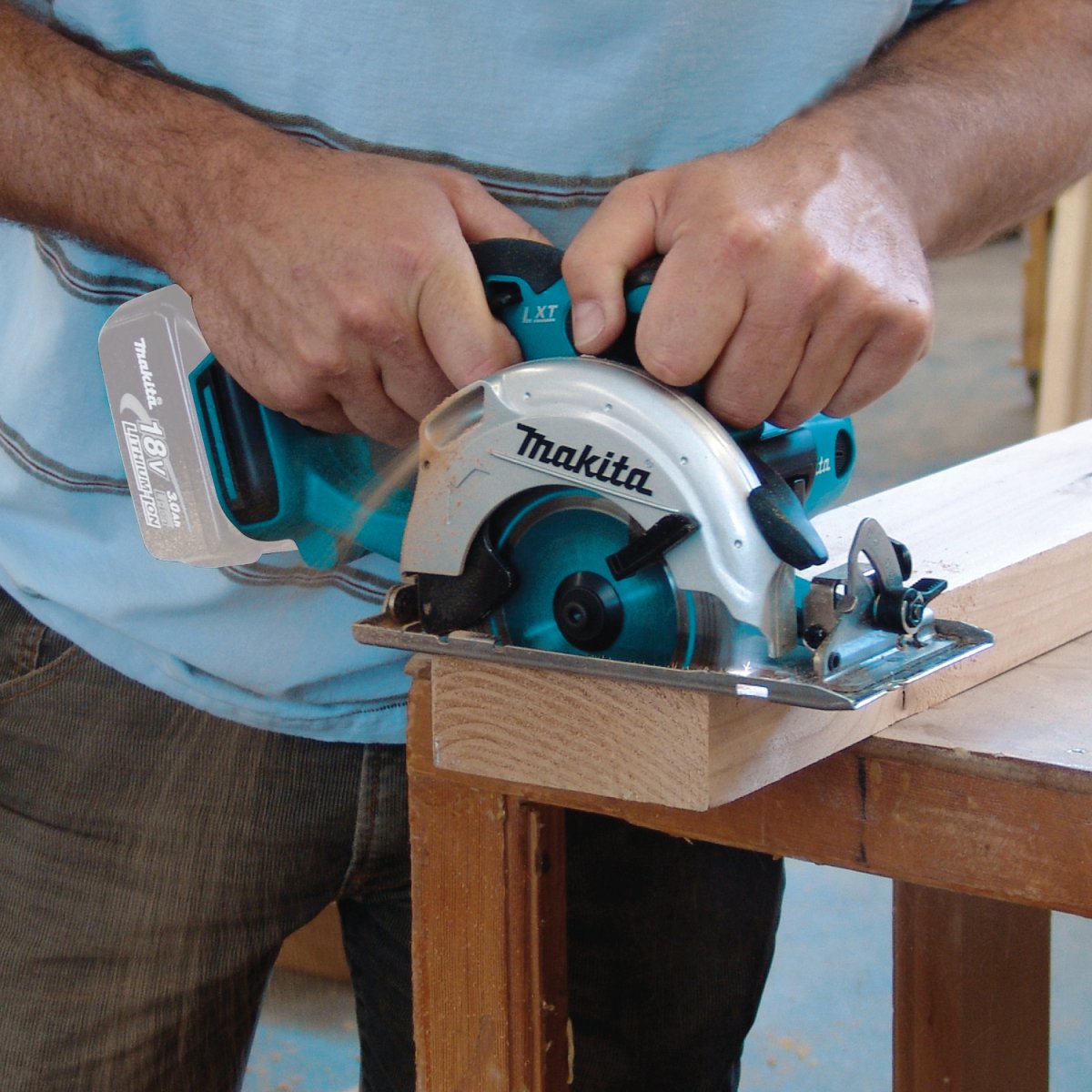 18V LXT® Cordless Lithium-Ion 5-3/8 Circular Trim Saw for Efficient Wood Cutting