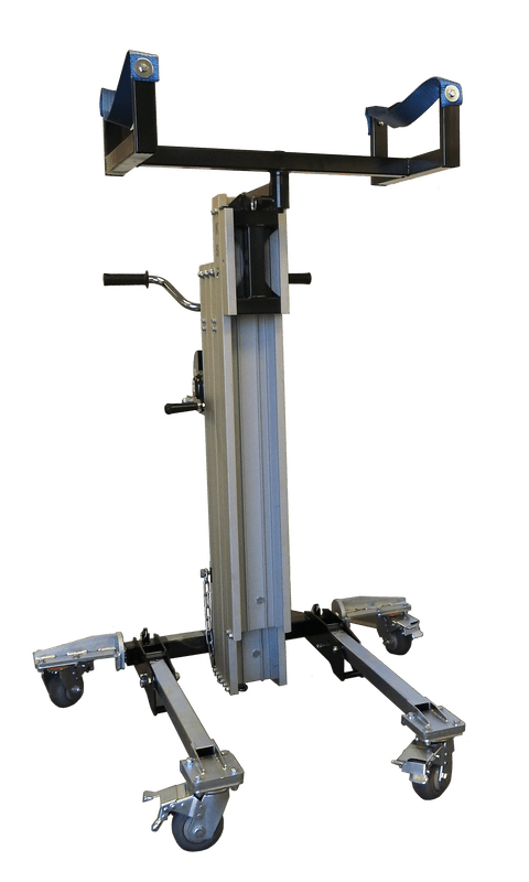 BD2-S Material Lifter with Pipe Cradle, Jib Crane, and Fork Attachment