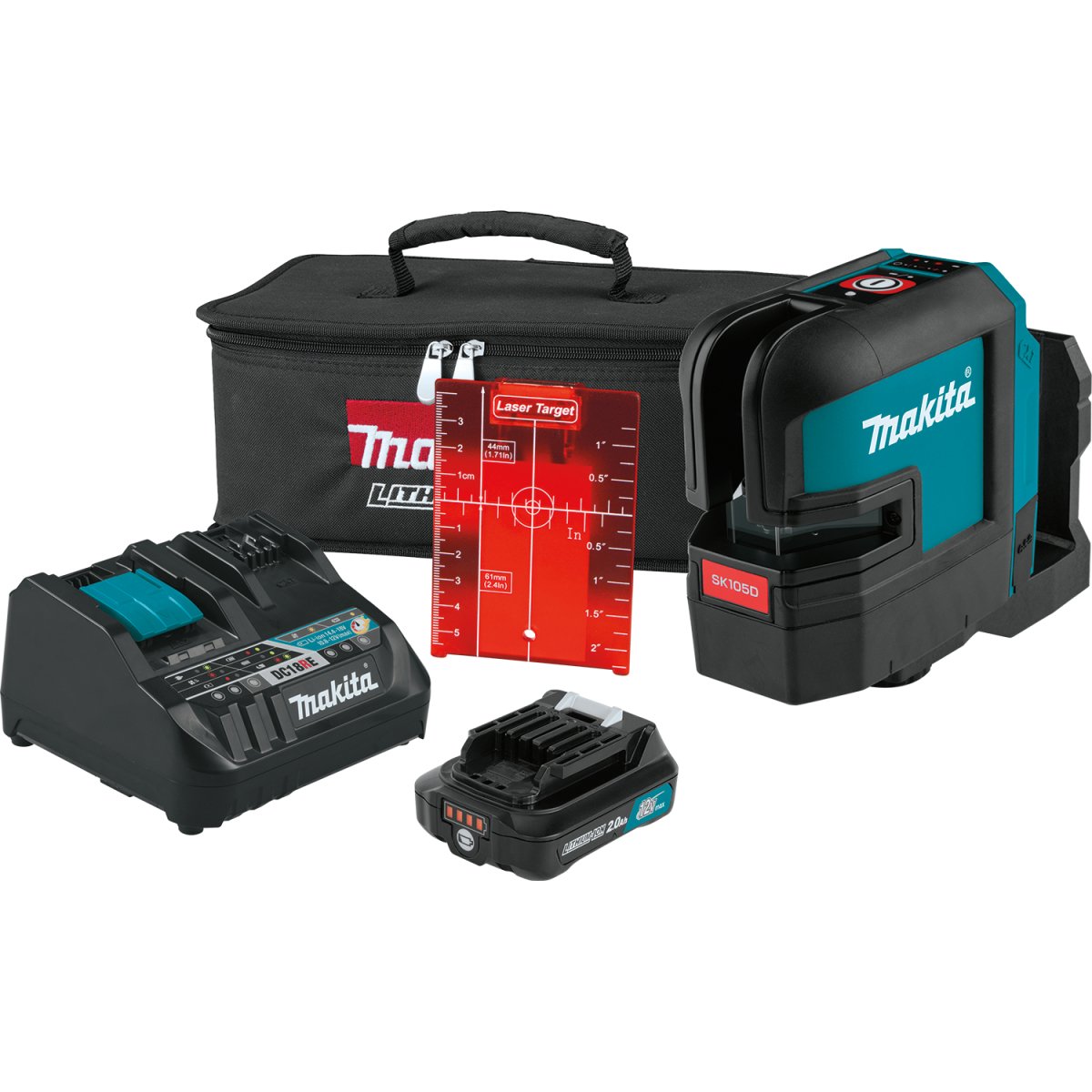 Makita 12V Max CXT® Lithium‑Ion Cordless Self‑Leveling Cross‑Line Red Beam Laser Tool with 2.0Ah Battery Compatibility
