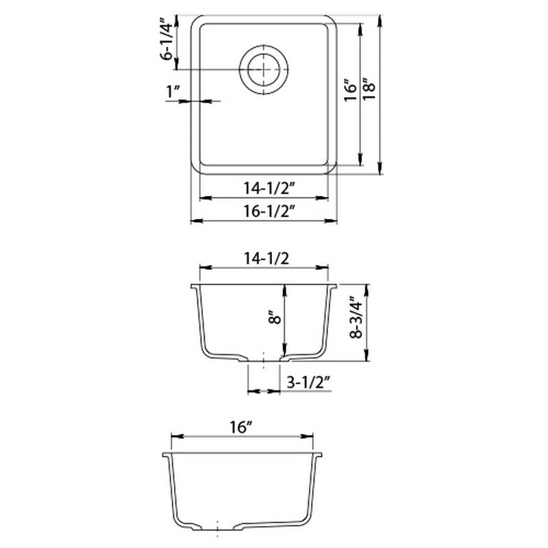 Dakota Builders Collection High - Quality Quartz Composite Kitchen Sink - Gse - Qc1618