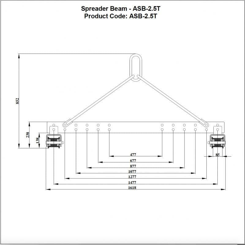 2.5 - Ton Aardwolf Spreader Bar Ideal for Stone Industry Lifting