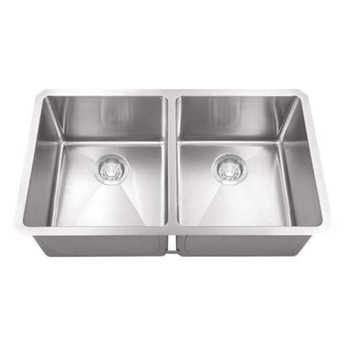 18-Gauge 50/50 Double Bowl Undermount Stainless Steel Kitchen Sink with Micro Radius