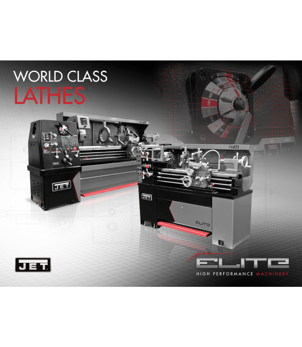 Elite E-1340VS Lathe Equipped with ACU-RITE 303 Digital Readout System (DRO), Taper Attachment, and Collet Closer