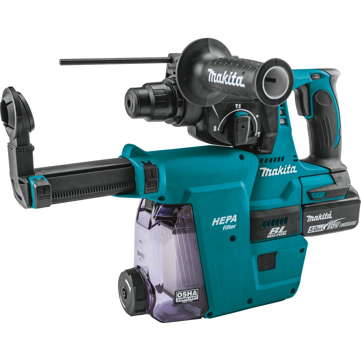18V LXT® Brushless Cordless Rotary Hammer Kit with 5.0Ah Battery and HEPA Dust Extractor