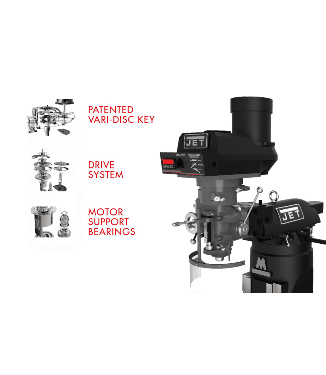 EVS-949 2-Axis Mill with ACU-RITE 203 DRO and Servo X, Y, Z-Axis Powerfeeds