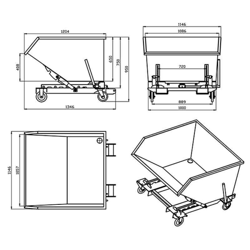 Aardwolf 620PC Powder Coated Industrial Waste Bin for Easy Trash Removal