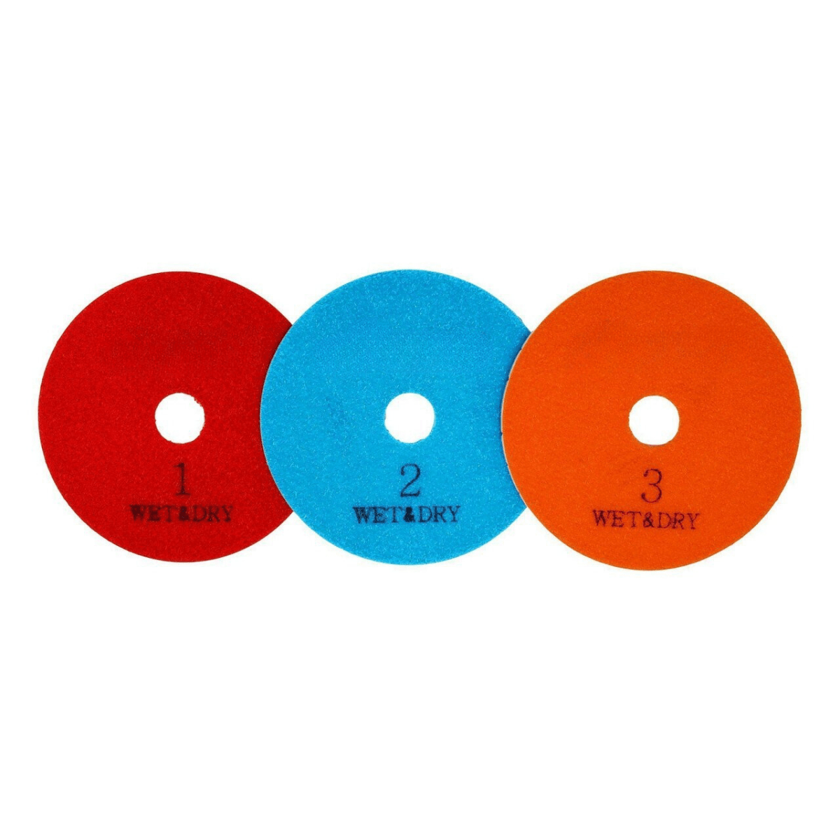 Three - Step Hybrid Wet and Dry Polishing Pad for Natural and Engineered Stone