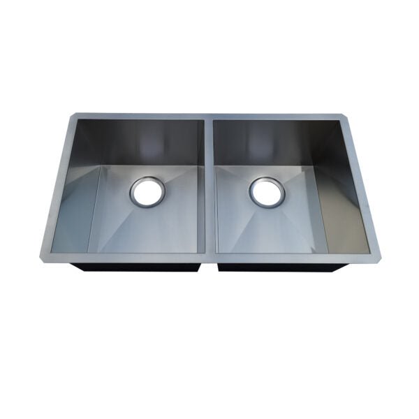 18 Gauge Zero Radius 50/50 Double Bowl Undermount Stainless Steel Kitchen Sink from Builders Collection - Genesis Series Z9