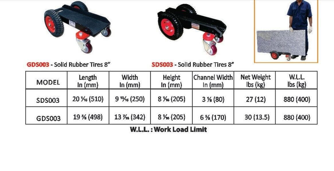 Abaco Four-Wheel Slab Moving Dolly for Shop and Job Site Use