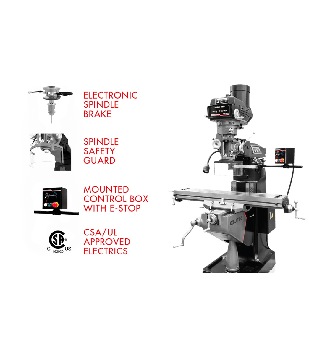 EVS-949 2-Axis Mill with ACU-RITE 203 DRO and Servo X, Y, Z-Axis Powerfeeds