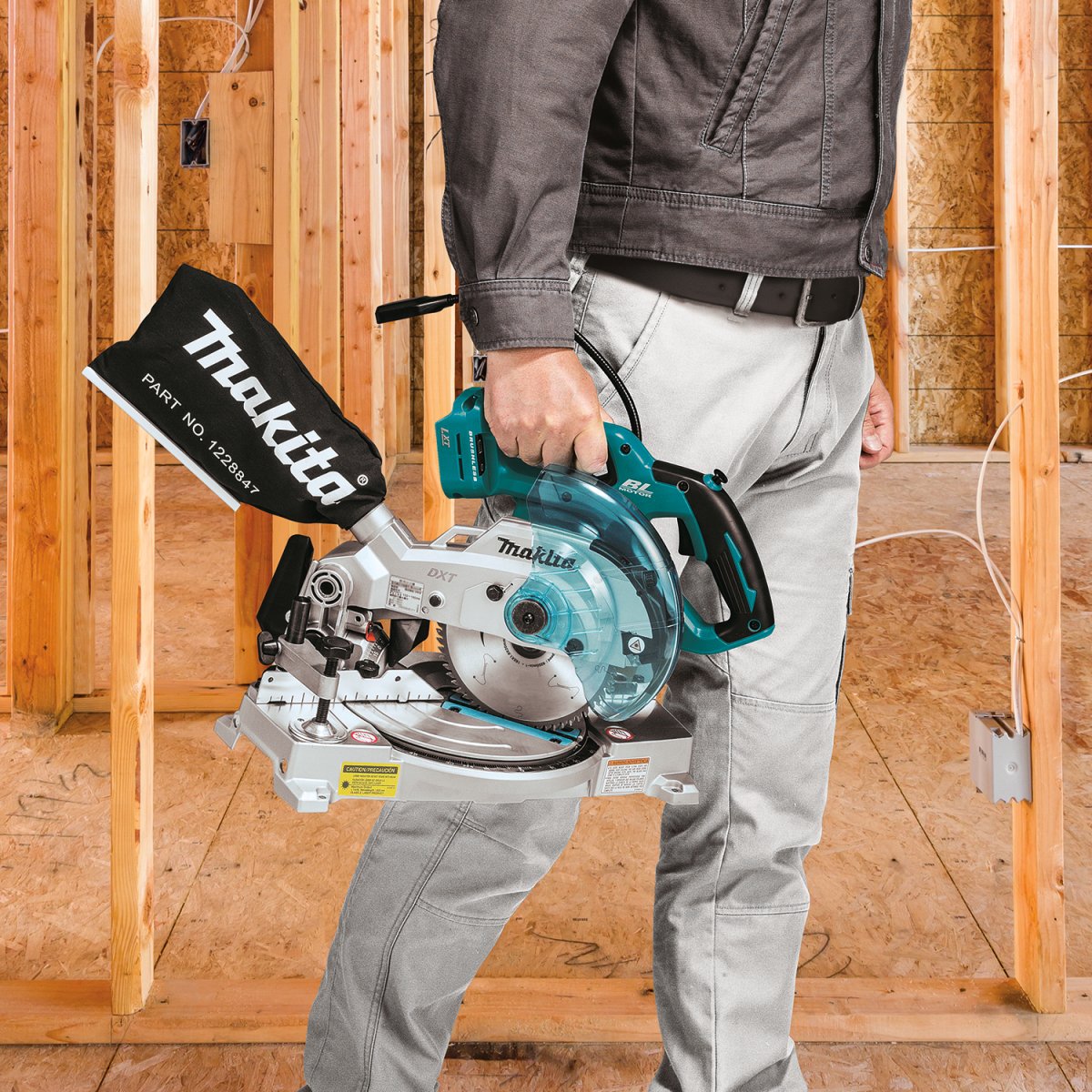 Makita 18V LXT® Lithium-Ion Brushless Cordless Compact 6-1/2 Inch Dual-Bevel Compound Miter Saw with Laser for Precise Cutting