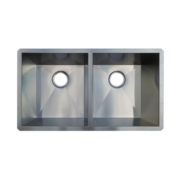 18 Gauge Zero Radius 50/50 Double Bowl Undermount Stainless Steel Kitchen Sink from Builders Collection - Genesis Series Z9