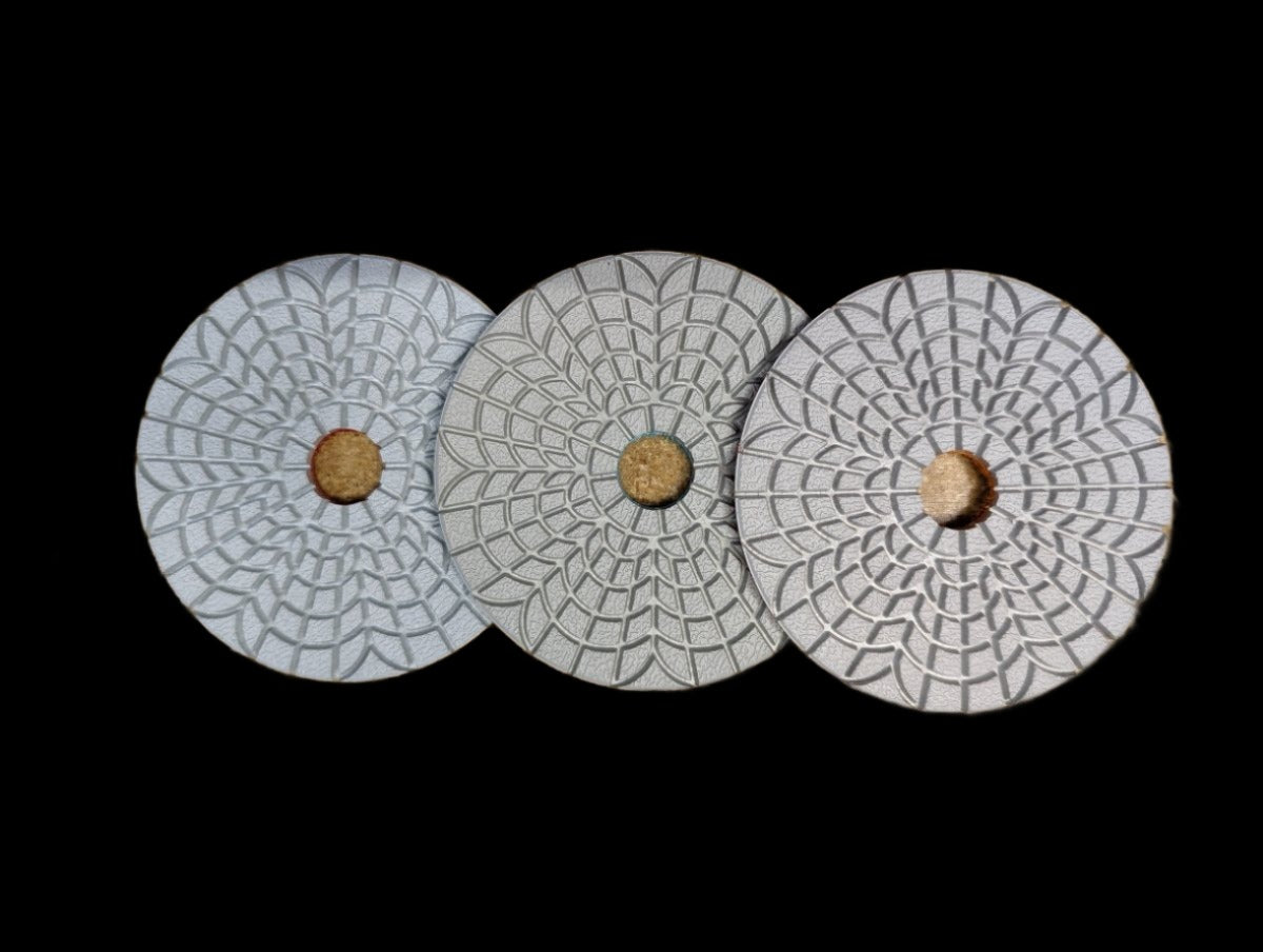 Three - Step Hybrid Wet and Dry Polishing Pad for Natural and Engineered Stone