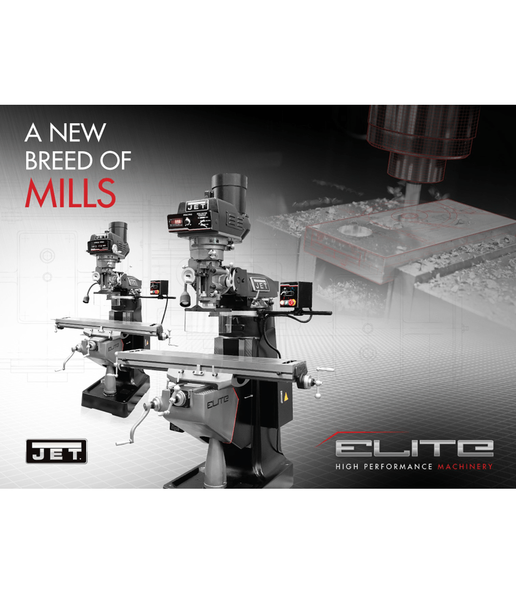 EVS-949 2-Axis Mill with ACU-RITE 203 DRO and Servo X, Y, Z-Axis Powerfeeds