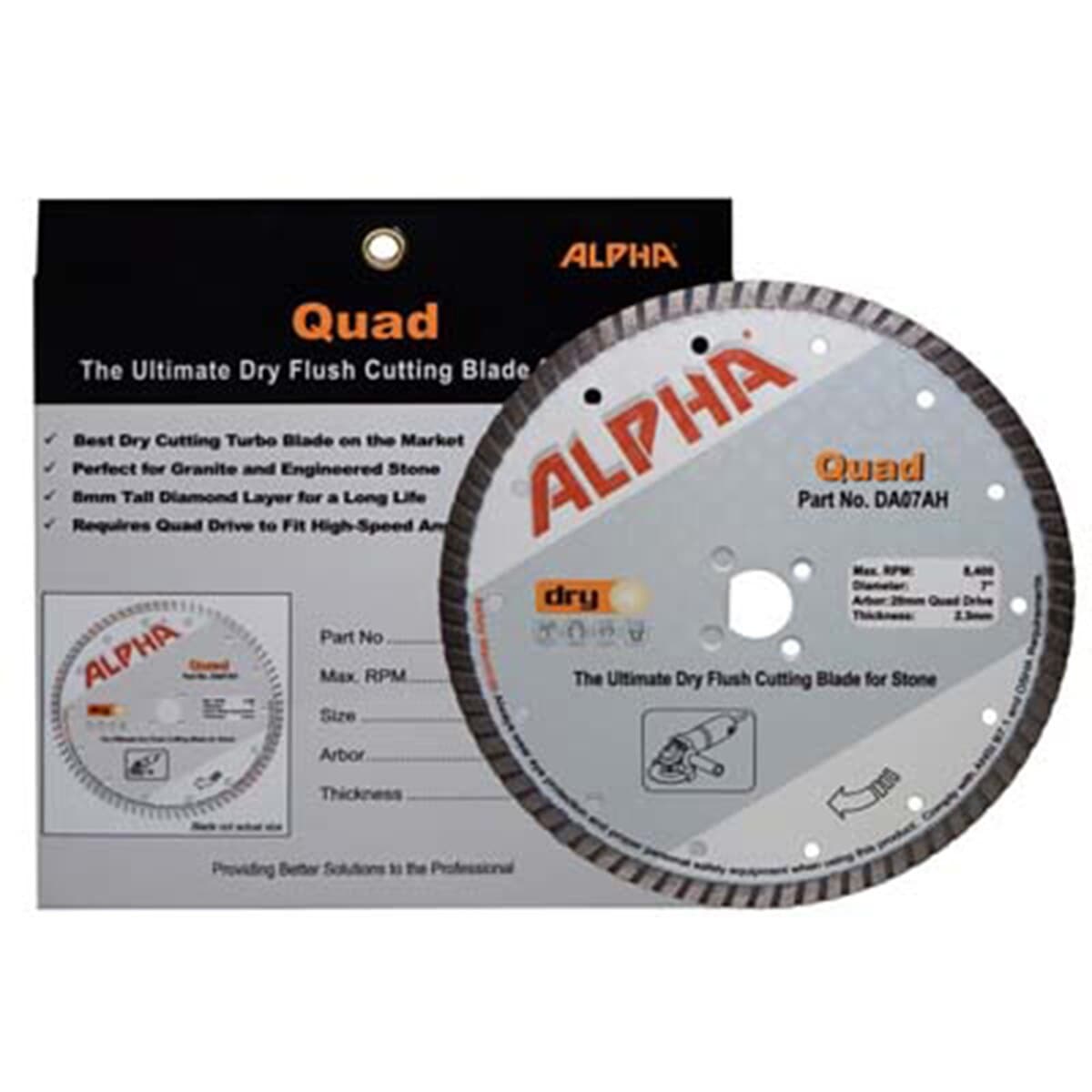 Alpha Turbo Diamond Blade - Quad Design for High - Performance Dry Flush Cutting