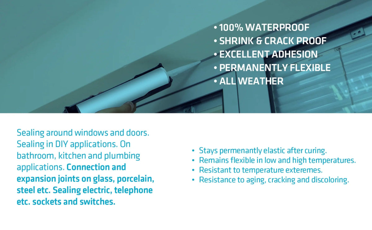 Case of 12 - 300 ml (10.1 Fluid Ounces) All - Purpose Room Temperature Vulcanizing (RTV) Silicone Sealant